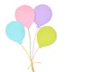 Pastel balloon paper cut on white background