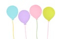 Pastel balloon paper cut on white background