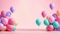 Pastel balloons on pink background