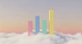 Pastel Bar Chart Graph Rises Above the Clouds Royalty Free Stock Photo