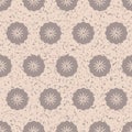 Pastel beige gray flower with scuffs and scratches, seamless pattern for textile