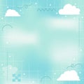 Pastel Blue blurred tender Mesh Gradient Abstract Square Banner Background with Copy Space and Hand-drawn Kawaii Y2K