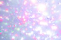 Pastel blue bokeh light unicorn backdrop. Blurry holographic background. Bright rainbow neon Royalty Free Stock Photo