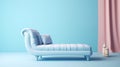 Pastel Blue Chaise Lounge 3d Render On Podium