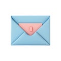 Pastel Blue Envelope with Pink Note: 3D Render Royalty Free Stock Photo