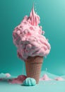 cream summer ice cloud concept cream art blue pink dessert ice. Generative AI.