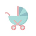 Pastel Blue and Pink Baby Stroller Illustration Royalty Free Stock Photo