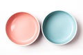 Pastel blue and pink bowl on white background Royalty Free Stock Photo