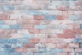 Pastel blue and pink brickwall background