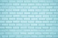 Pastel Blue and White brick wall texture background. Brickwork painted of blue color interior rock old pattern clean concrete grid