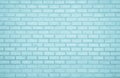 Pastel Blue and White brick wall texture background. Brickwork painted of blue color interior rock old pattern clean concrete grid Royalty Free Stock Photo
