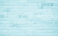 Pastel Blue and White brick wall texture background. Brickwork painted of blue color interior rock old pattern clean concrete grid Royalty Free Stock Photo