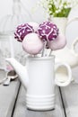 Pastel cake pops on rustic grey wooden table Royalty Free Stock Photo