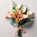 Pastel Calla Lily Paper Bouquet With Ribbons - Zbrush Style Royalty Free Stock Photo