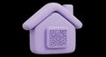 Pastel clay home interface icon with QR code against dark background for contrast Royalty Free Stock Photo