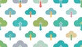Pastel cloud icons with up and down arrows, repeating pattern su Royalty Free Stock Photo