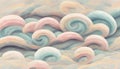 Pastel clouds abstract artwork pink blue sky swirl AI generated