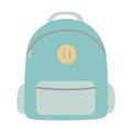 Pastel color backpack in cartoon style. Flat Vector Accessory illustration. Kids or Girls school bag for Studying, Travelling, Royalty Free Stock Photo