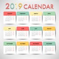 Pastel color Calendar for 2019 template design. Week Starts Monday