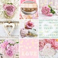 Pastel color collage with love symbols