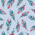 Pastel feathers seamless background 5