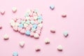Pastel color heart of heart-shaped candy Royalty Free Stock Photo