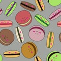 Pastel color macarons. Seamless background for Kidswear designs