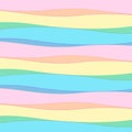 Pastel color modern cute wavy horizontal lines pattern