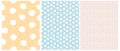 3 Varius Dots Seamless Vector Patterns. Irregular Hand Drawn Simple Dotted Print. Royalty Free Stock Photo