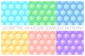 Pastel Color Set Geometric Hexagon Seamless Patterns Royalty Free Stock Photo