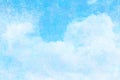 Pastel color summer blue sky and cloud abstract on grunge watercolor paint background Royalty Free Stock Photo