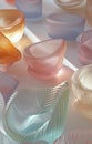 Pastel colored abstract glass shapes. Colorful still life background