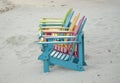 Pastel Colored Adirondak Chairs on Beach in Aruba Royalty Free Stock Photo
