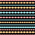 Pastel colored beads necklace on black, seamless pattern, vector Royalty Free Stock Photo