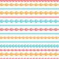 Pastel colored beads necklace on white, seamless pattern, vector