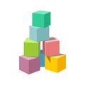 Pastel colored vector blank block building tower