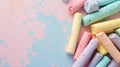 Pastel Colored Chalk Sticks on a Soft Pink and Blue Artistic Background Royalty Free Stock Photo