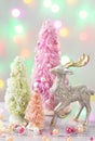 Pastel colored christmas trees