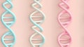 Pastel Colored 3D Rendered DNA Double Helix Structures on Pink Background Royalty Free Stock Photo