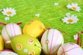 Pastel and colored Easter eggs