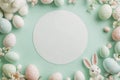 Easter holiday background with pastel eggs and bunny decor for seasonal designs Royalty Free Stock Photo