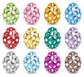 Pastel colored easter eggs with shadow