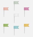 Pastel colored flag shaped map pins, vector mock-up set Royalty Free Stock Photo