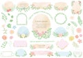 Pastel-Colored Floral Frames And Backgrounds Set Isolated On A White Background. Royalty Free Stock Photo