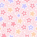 Pastel colored flowers cute crochet seamless pattern, vector Royalty Free Stock Photo