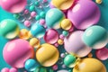 Pastel colored glossy bubble gum balls. Colorful background. Generative AI