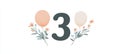 Pastel colored isolated flat birthday number 3 on white background with simple shapes Royalty Free Stock Photo