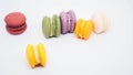 Pastel colored macarons isolated on white background Royalty Free Stock Photo