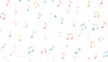 Pastel-colored musical notes scattered on a white background, cr Royalty Free Stock Photo