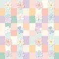 Pastel colored patchwork pattern with soft flower appliques Royalty Free Stock Photo